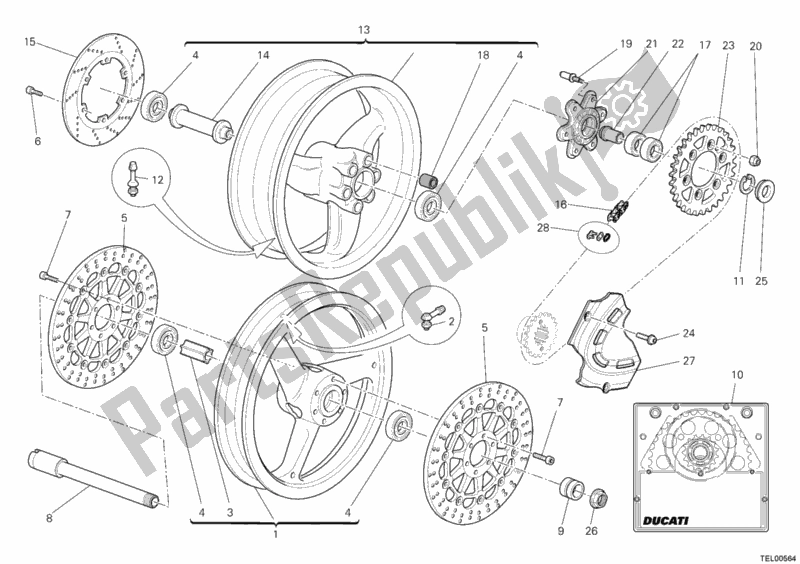 All parts for the Wheels of the Ducati Monster 696 USA 2010